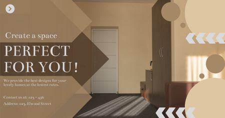 Modèle de visuel Annonce de design d'intérieur dans les couleurs marron - Facebook AD