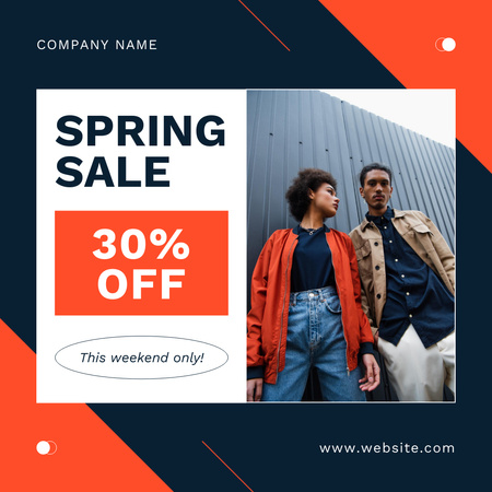 Spring Sale with Young Stylish African American Couple Instagram AD Design Template