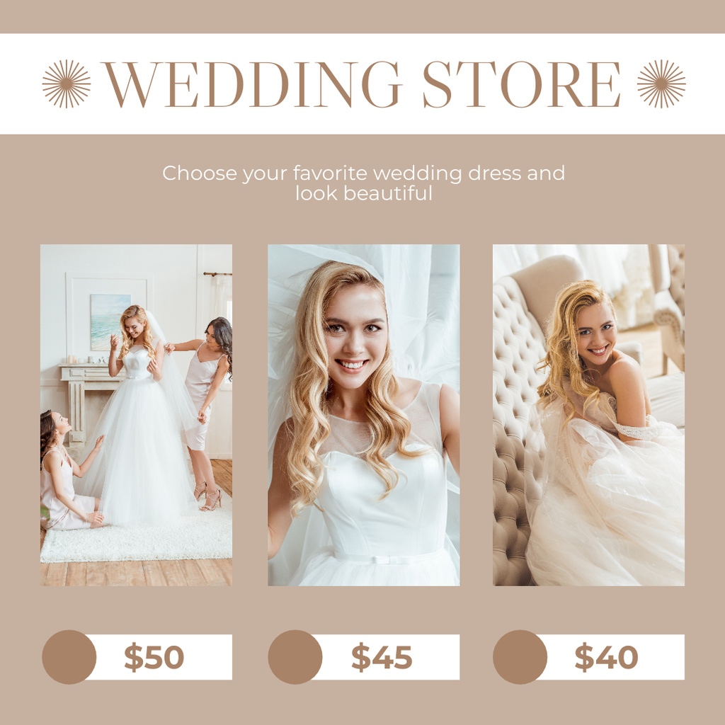 Plantilla de diseño de Sale Fashion Stylish Wedding Dresses Instagram 