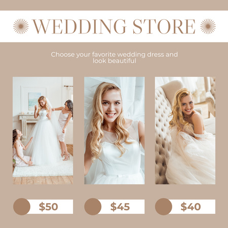Designvorlage Verkauf Mode stilvolle Brautkleider für Instagram
