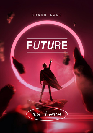 Innovation Ad with Woman in Superhero Cloak Poster 28x40in Design Template