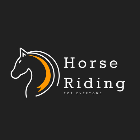 Template di design Club ippico e offerta di equitazione su nero Logo