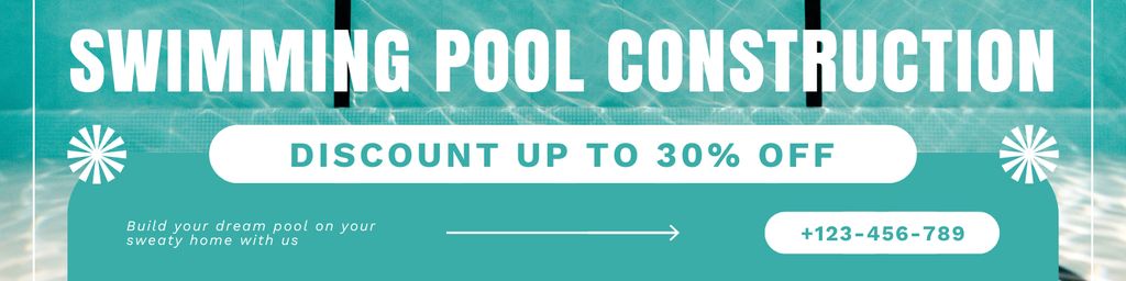 Pool Building Services Ad LinkedIn Cover Design Template