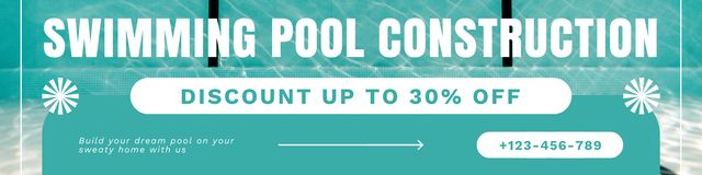 Pool Building Services Ad LinkedIn Cover tervezősablon