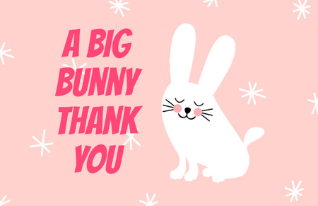 Platilla de diseño Thankful Phrase with White Bunny Thank You Card 5.5x8.5in