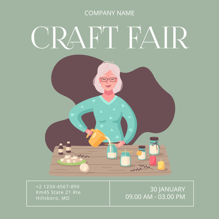 Designvorlage Craft Fair Ankündigung mit Illustration für Instagram