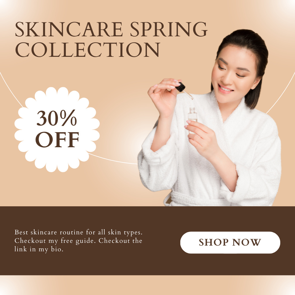 Spring Sale of Facial Serums Instagram ADデザインテンプレート