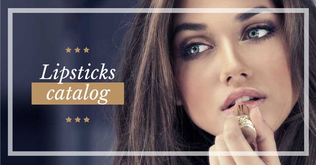 Lipstick Offer with Woman painting lips Facebook AD Design Template