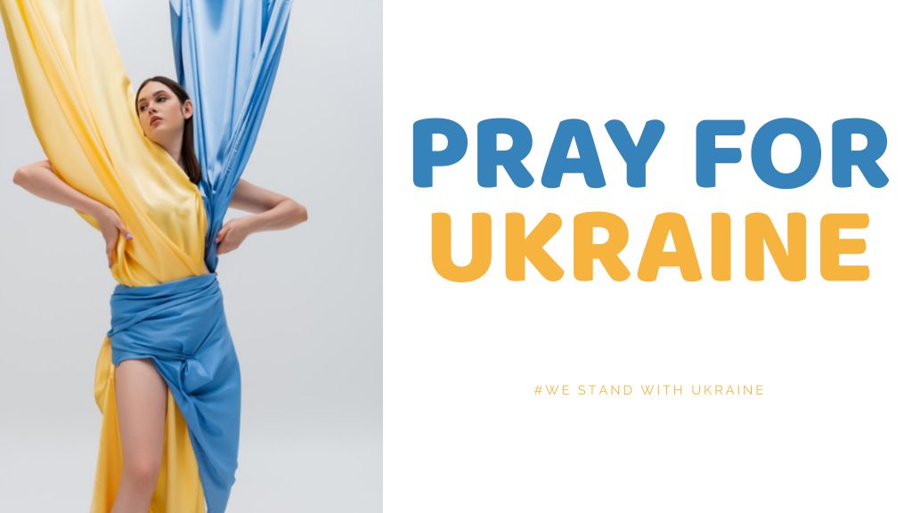 Platilla de diseño Young Woman in Colors of Flag of Ukraine Title