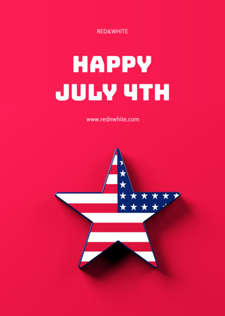 USA Independence Day Celebration With Star Postcard 5x7in Vertical Design Template