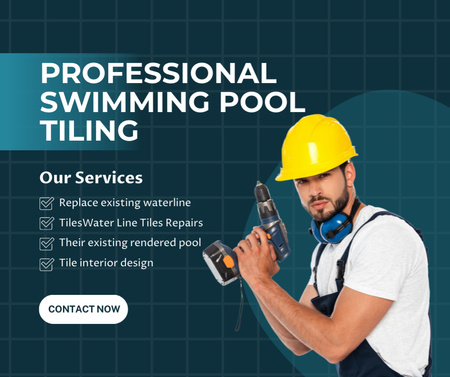 Offering of Professional Pool Tiling Facebook Design Template