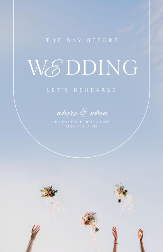 Platilla de diseño Wedding Rehearse Day Announcement With Bouquets Invitation 5.5x8.5in