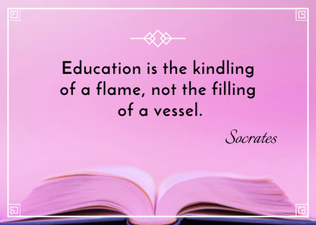 Educational quote with Open Book Card Design Template