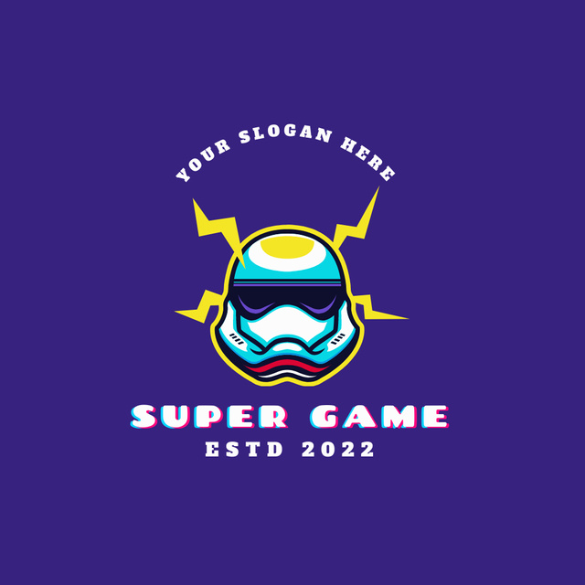 Super Game with Video Game Character Logo Design Template