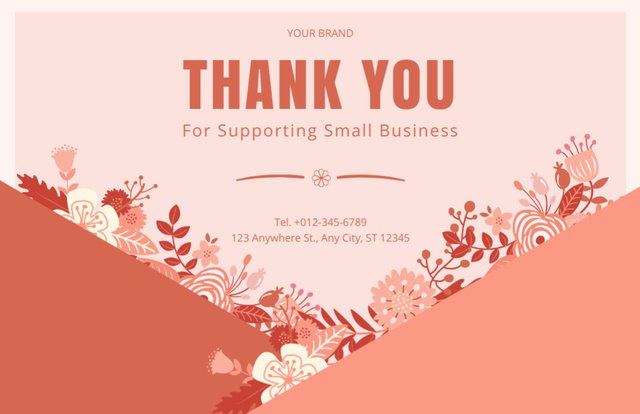 Thank You for Support Our Business Thank You Card 5.5x8.5in Design Template
