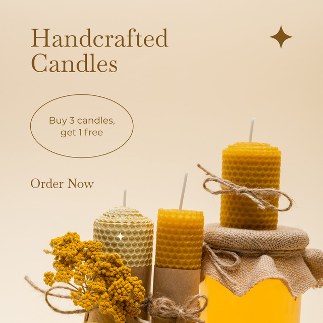 Handcrafted Honey Candles Sale Offer Instagram Πρότυπο σχεδίασης