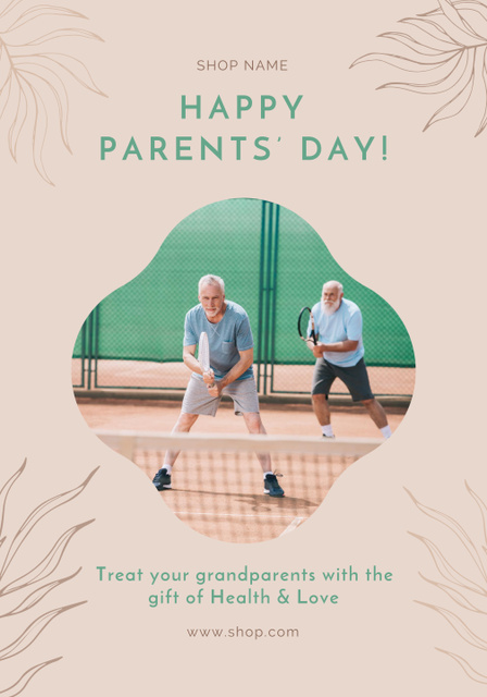 Lovely Grandparents Day Celebration With Playing Tennis Poster 28x40in Tasarım Şablonu