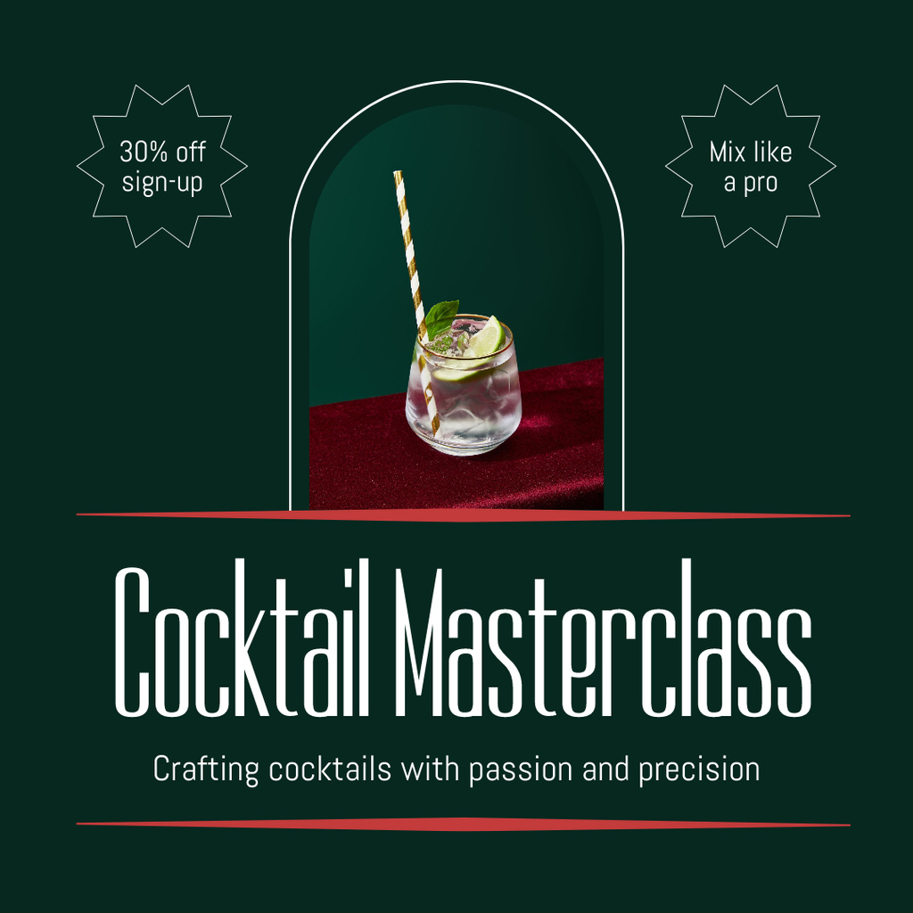 Unforgettable Cocktail Master Class with Discount Instagram AD – шаблон для дизайна