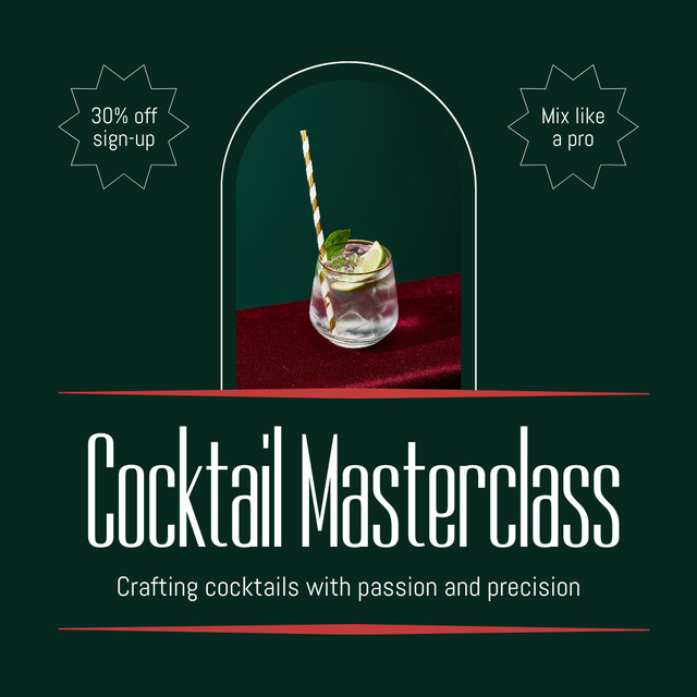 Unforgettable Cocktail Master Class with Discount Instagram AD tervezősablon