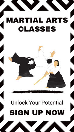 Martial Arts Classes Ad with Combat Instagram Video Story Design Template