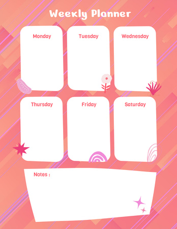 Platilla de diseño Weekly Planner with Cartoon Pink Illustration Notepad 8.5x11in