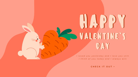 Rabbit with carrot on Valentine's Day Full HD video Design Template
