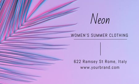 Advertisement for Women's Summer Clothing Store Business Card 91x55mm Design Template