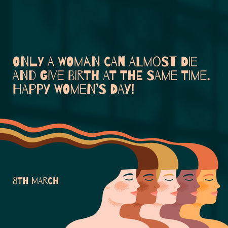 Ontwerpsjabloon van Instagram van Doordachte zin op Internationale Vrouwendag