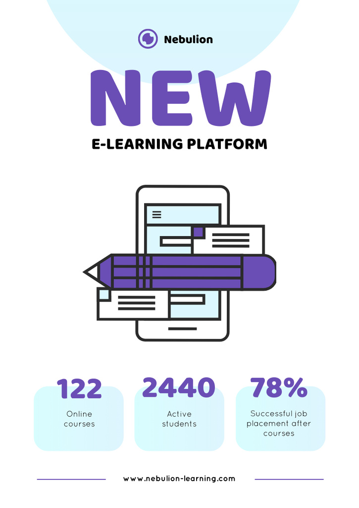 Online Learning Platform Announcement Poster A3 tervezősablon