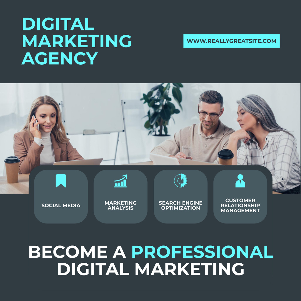 Professional Marketing Agency Services LinkedIn post Tasarım Şablonu