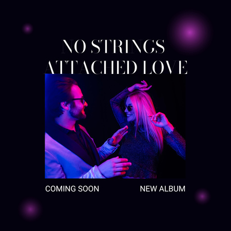 Modèle de visuel Composition sombre avec dégradés roses et photo de personnes dansant dans des néons - Album Cover