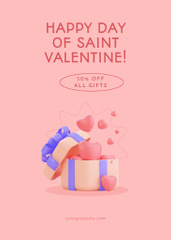 Valentine's Sale Offer with Hearts in Gift Box