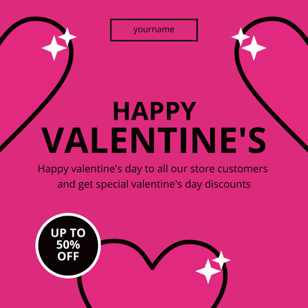 Valentine's Day Discount Announcement for All Customers Instagram AD Design Template