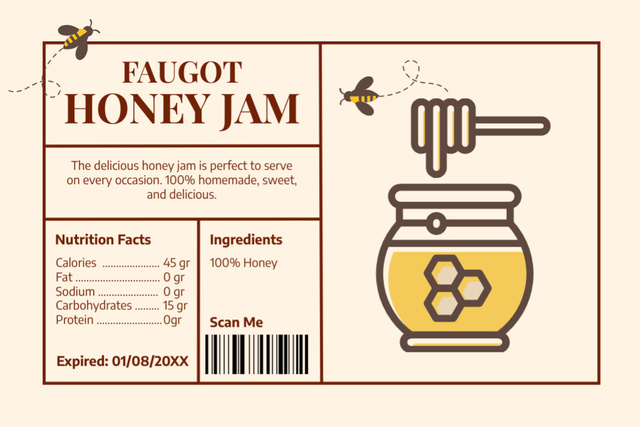 Sweet Honey Jam In Jar Offer Label Tasarım Şablonu