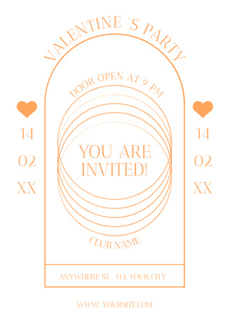 Valentine's Day Party Announcement on Beige Invitation Design Template