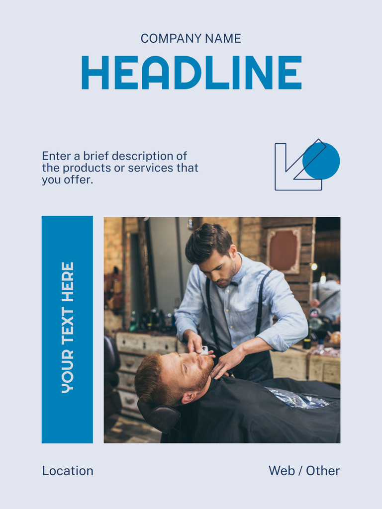 Beard Trimming Services in Barbershop Poster US – шаблон для дизайну