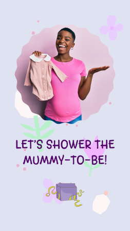 Designvorlage Baby-Dusche-Glückwünsche mit Baby-Kleidung für Instagram Video Story