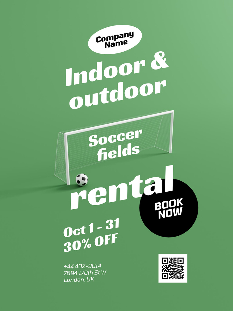 Soccer Fields Rental Offer with Gates Illustration Poster US Modelo de Design