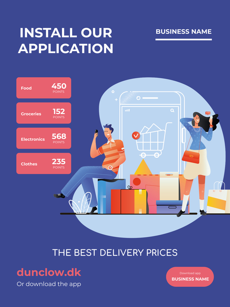 Plantilla de diseño de Shop Application Delivery Offer in pink Poster US 