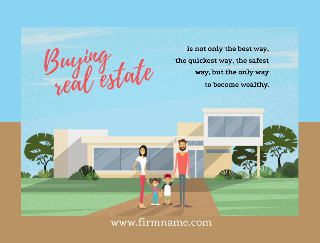 Real Estate Buying for Family Postcard 4.2x5.5in Design Template