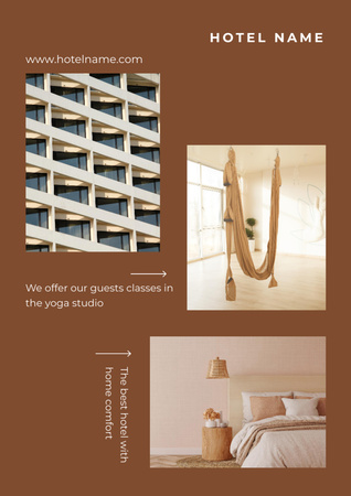 Luxury Hotel Ad in Brown Poster A3 Tasarım Şablonu