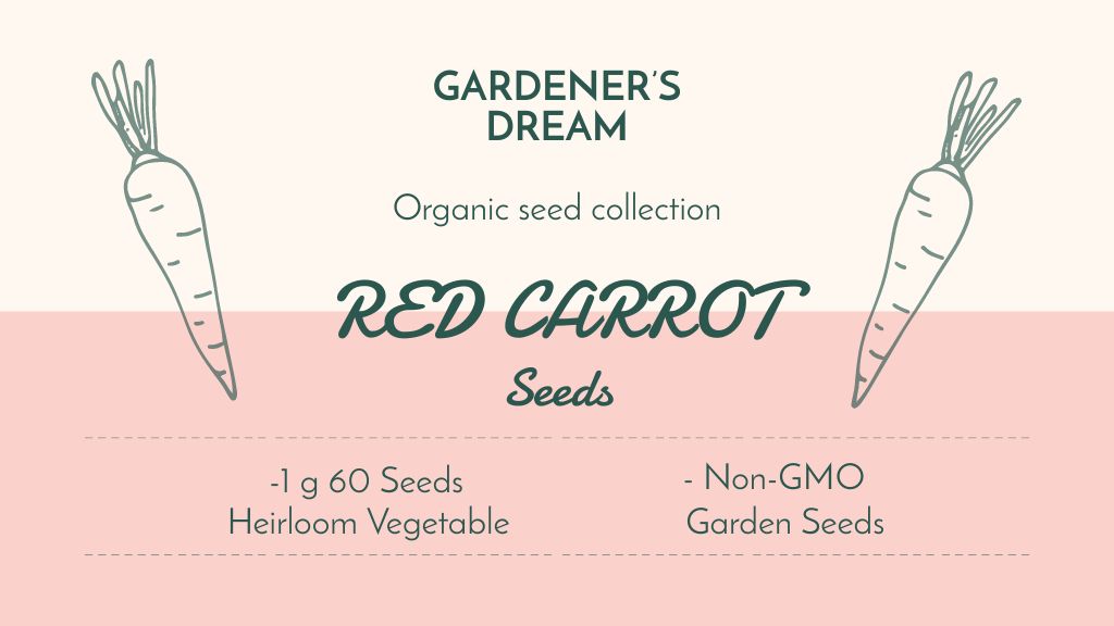 Red Carrot Seeds Sale Offer Label 3.5x2in Design Template