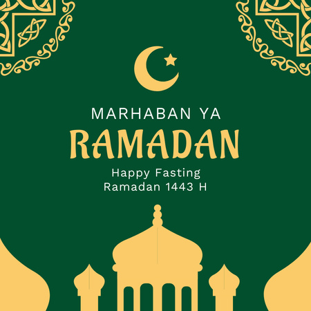 Ramadan Greetings with Mosque Crescent Moon and Star Instagram Design Template