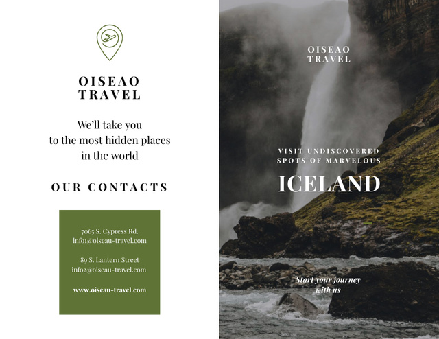 Experiencing Iceland Tours with Majestic Mountains Brochure 8.5x11in Bi-fold Šablona návrhu