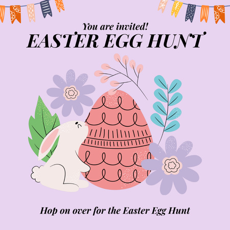 Easter Egg Hunt Ad with Painted Eggs in Decorative Nest Instagram Design Template