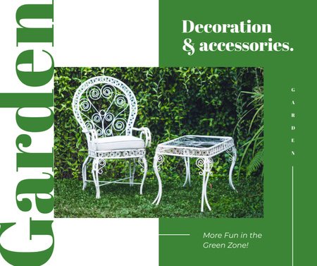 Designvorlage Elegante weiße Gartenmöbel für Facebook