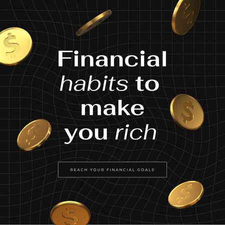 Szablon projektu koncepcja nawyków finansowych ze złotymi monetami Instagram