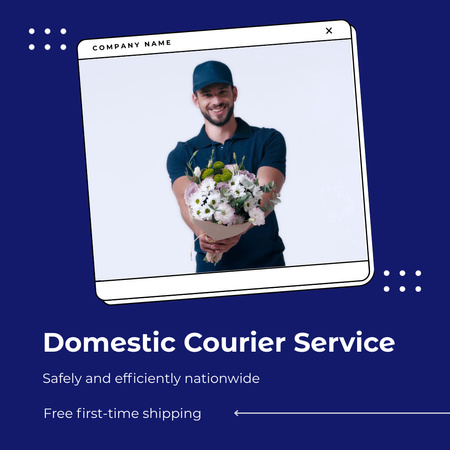 Free First-Time Delivery with Our Shipping Services Animated Post Design Template