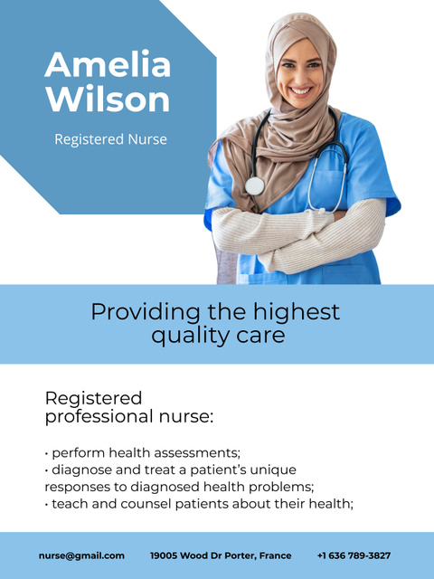 Trustworthy Nurse Care Services Offer With Description Poster 36x48in Šablona návrhu
