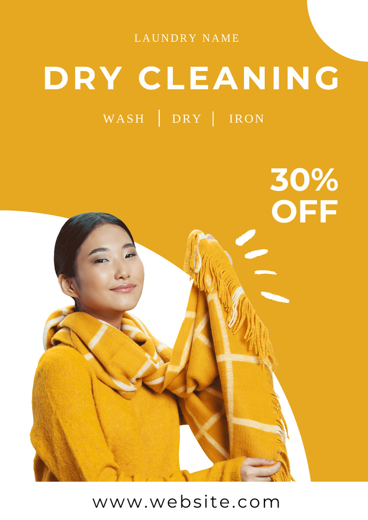 Dry Cleaning Services with Discount Offer Poster Tasarım Şablonu